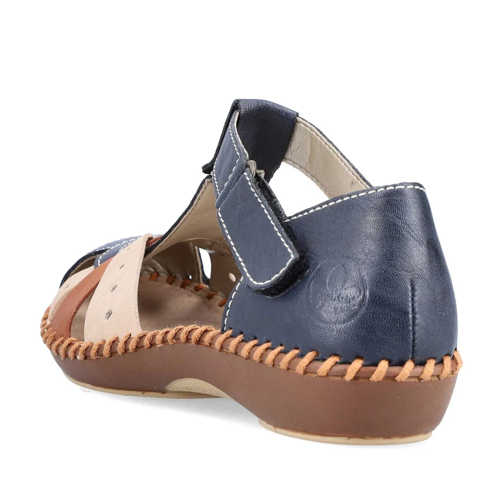 Rieker Women'S Strappy Sandals Navy Blue-Beige