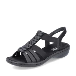 Rieker Women'S Strappy Sandals Asphalt Black