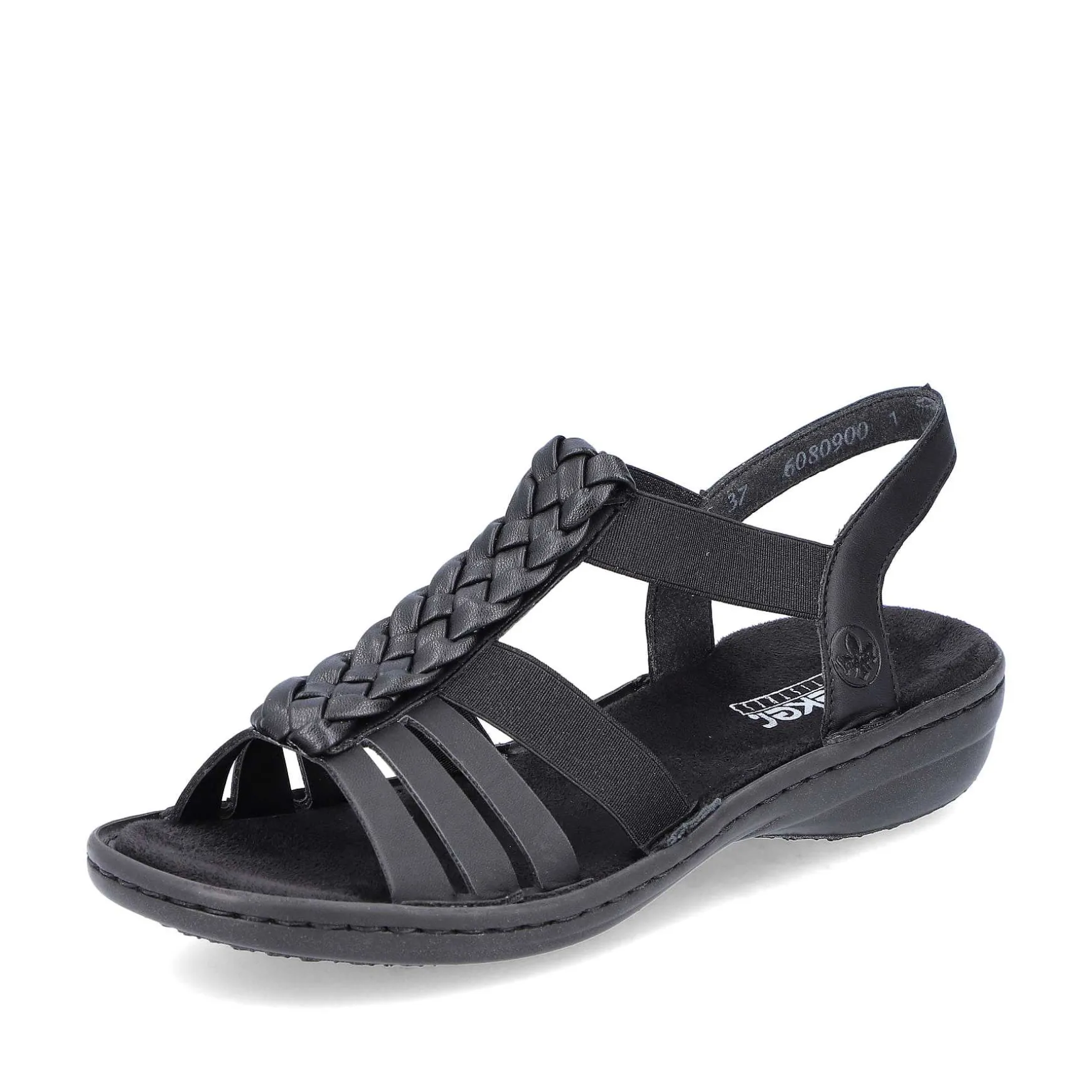 Rieker Women'S Strappy Sandals Asphalt Black