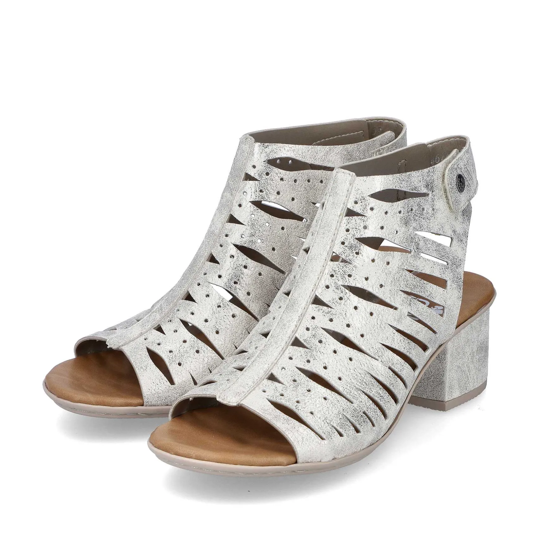 Rieker Women'S Strappy Sandals Silver Metallic