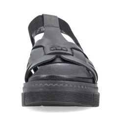 Rieker Women'S Strappy Sandals Asphalt Black