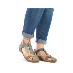 Rieker Women'S Strappy Sandals Mint Green-Beige