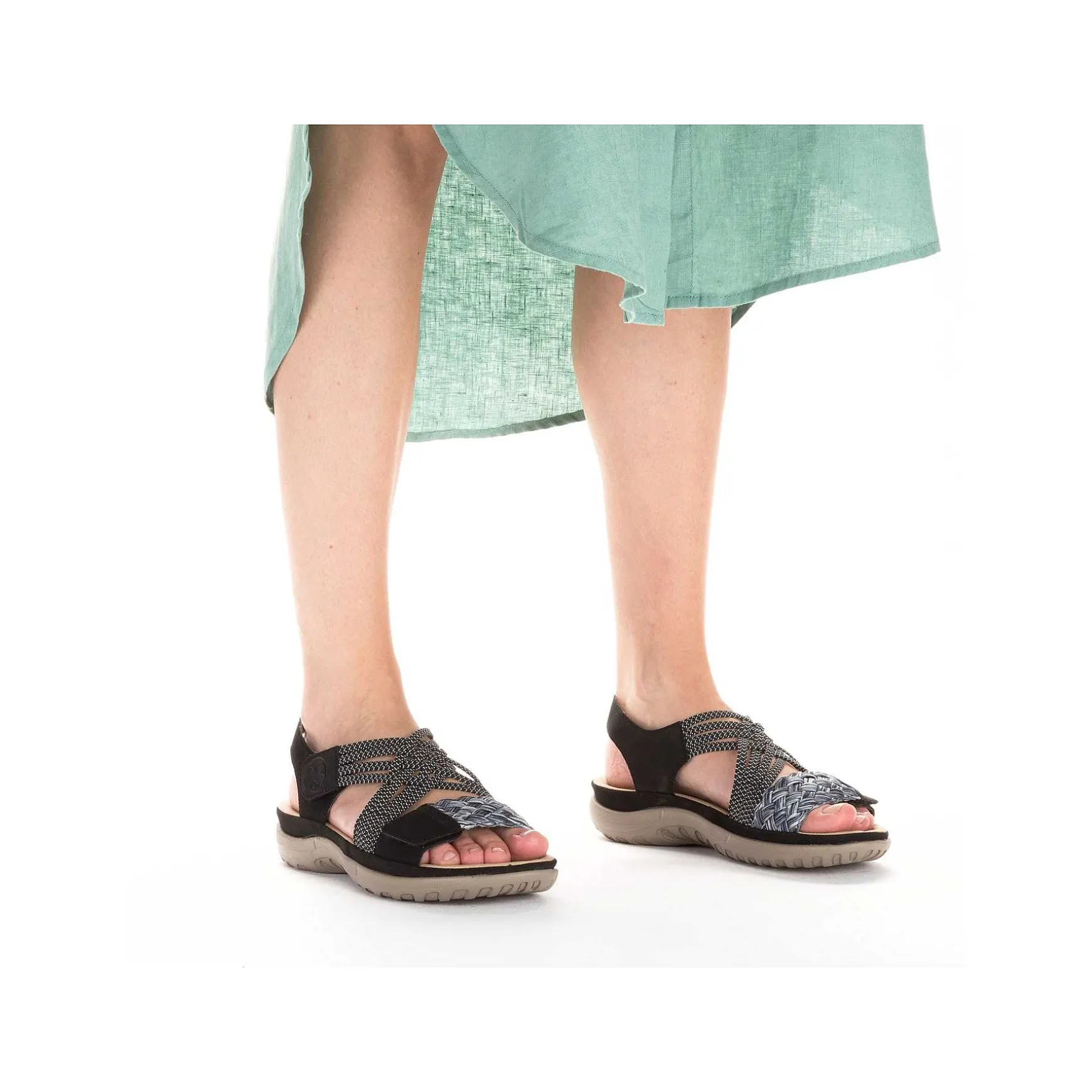 Rieker Women'S Strappy Sandals Night Black