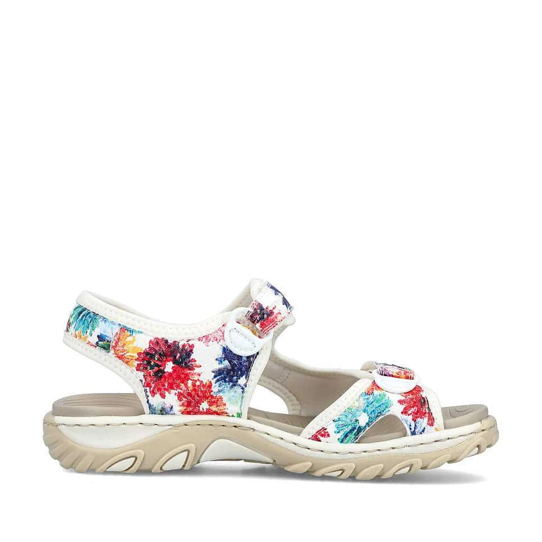 Rieker Women'S Trekking Sandals Floral-Pure White