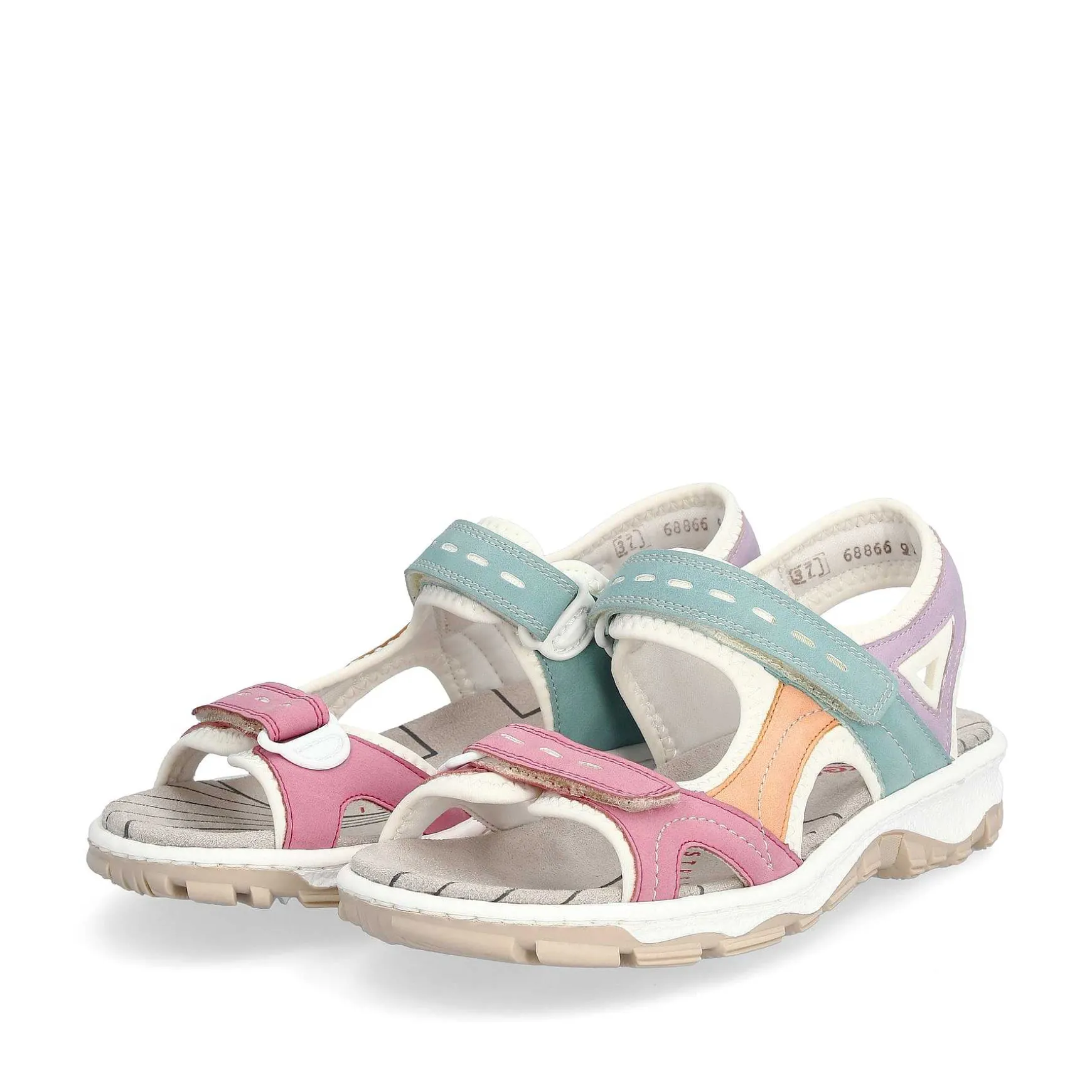 Rieker Women'S Trekking Sandals White-Multicolored