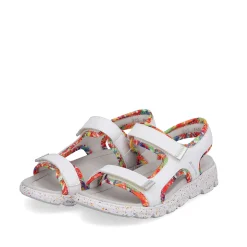 Rieker Women'S Trekking Sandals Swan-White Rainbow