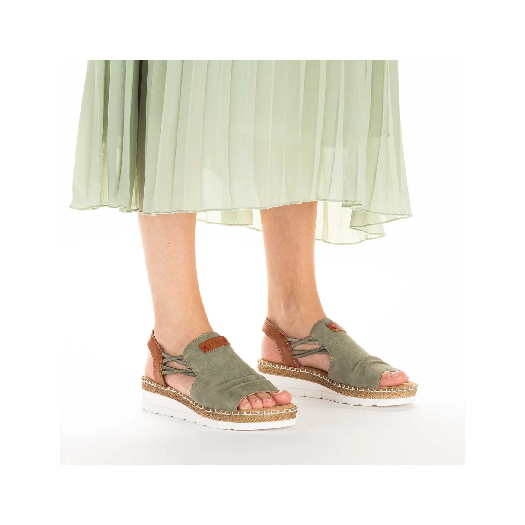 Rieker Women'S Wedge Sandals Khaki Green