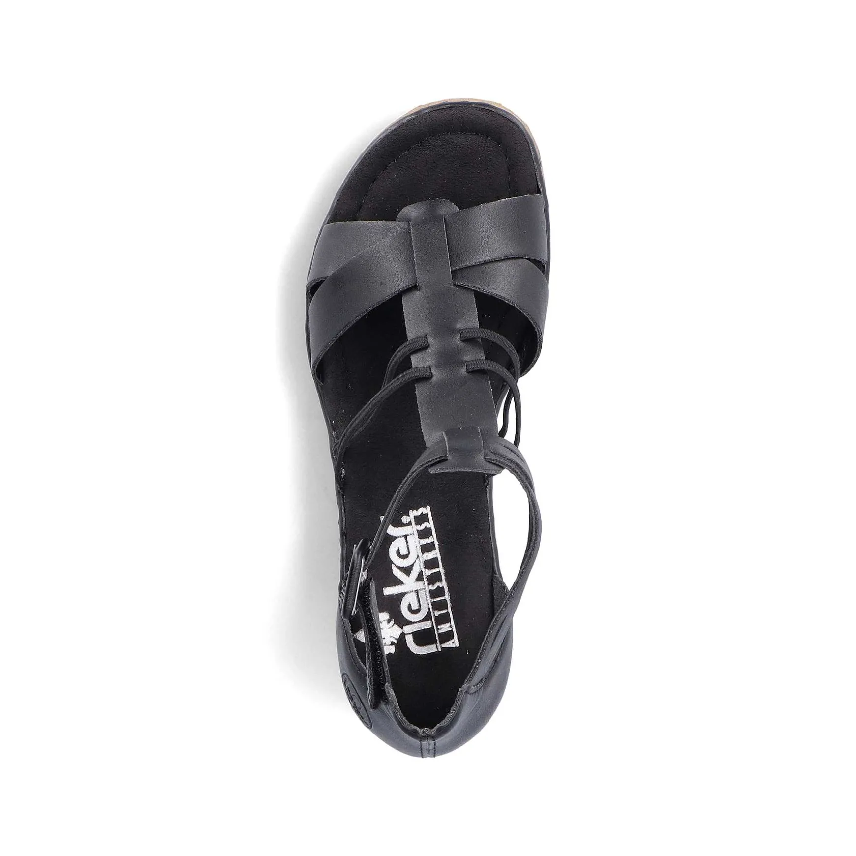 Rieker Women'S Wedge Sandals Asphalt Black