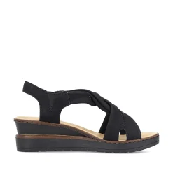 Rieker Women'S Wedge Sandals Jet Black