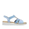Rieker Women'S Wedge Sandals Sky Blue-Light Beige