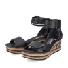 Rieker Women'S Wedge Sandals Glossy Black