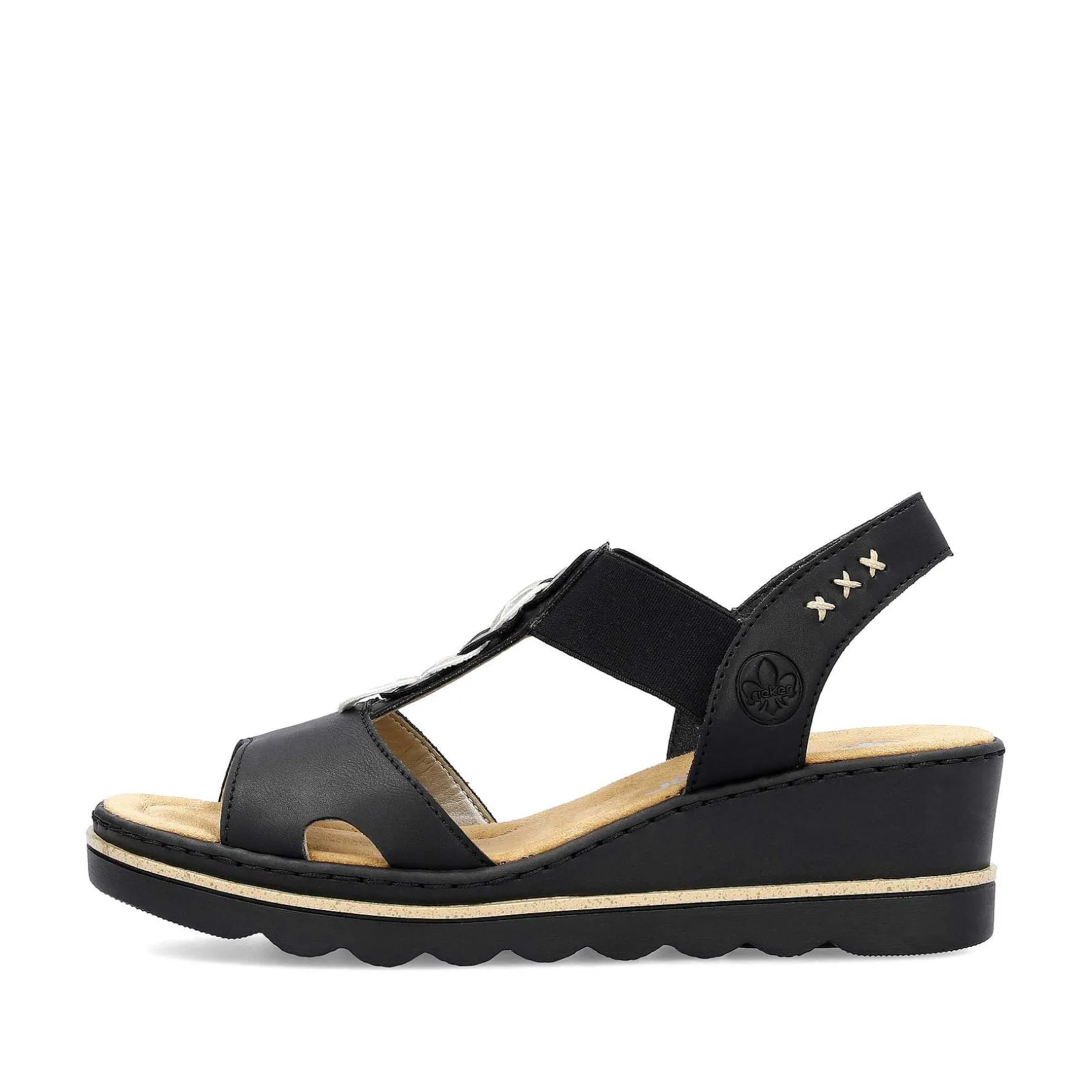 Rieker Women'S Wedge Sandals Jet Black