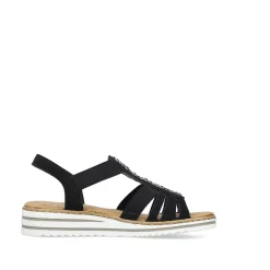 Rieker Women'S Wedge Sandals Night Black