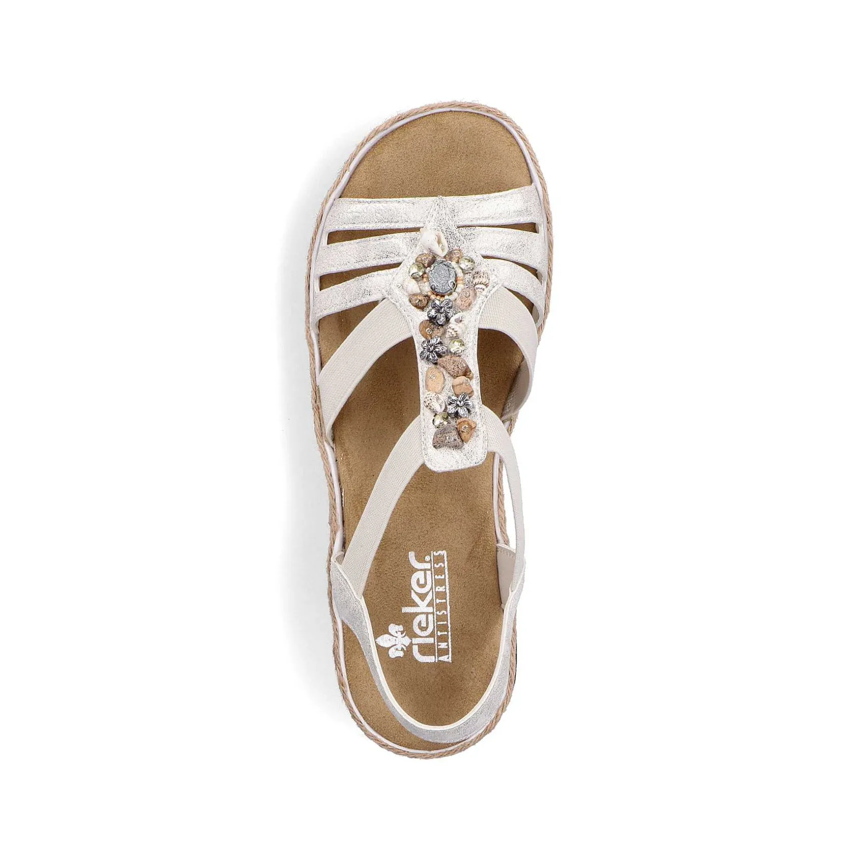 Rieker Women'S Wedge Sandals Beige Metallic