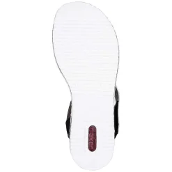 Rieker Women'S Wedge Sandals Nougat Brown-Black-White
