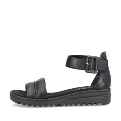 Rieker Women'S Wedge Sandals Asphalt Black