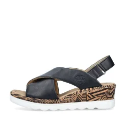 Rieker Women'S Wedge Sandals Navy Blue