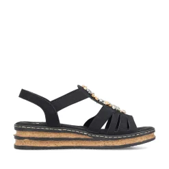 Rieker Women'S Wedge Sandals Midnight Black