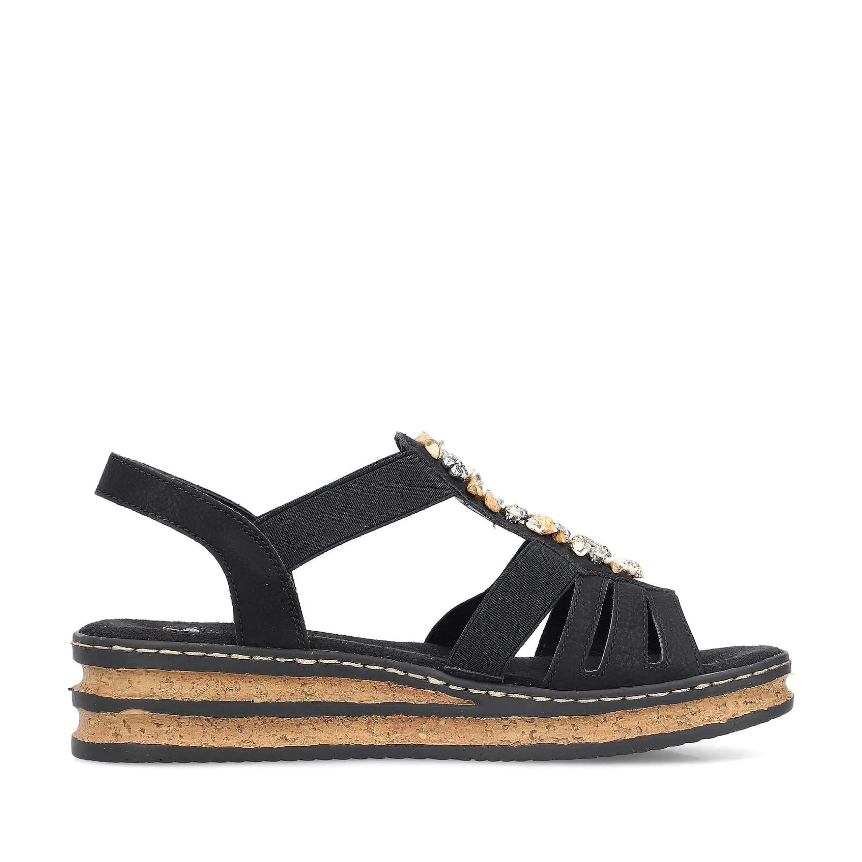 Rieker Women'S Wedge Sandals Midnight Black