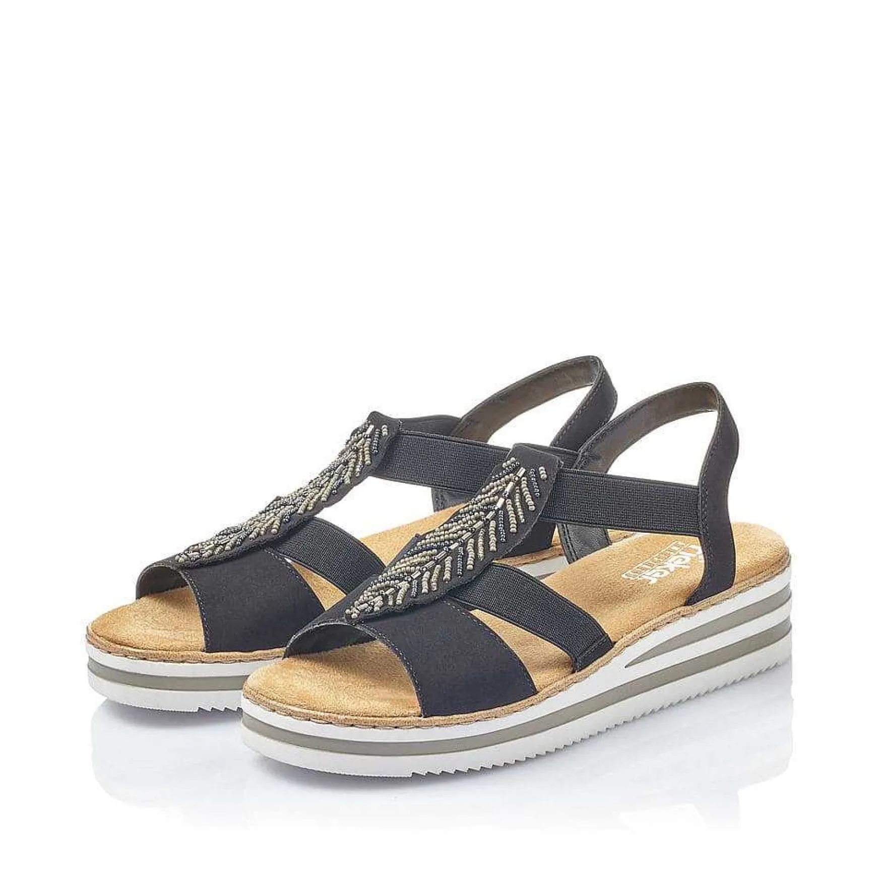 Rieker Women'S Wedge Sandals Jet Black