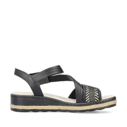 Rieker Women'S Wedge Sandals Asphalt Black