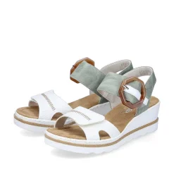 Rieker Women'S Wedge Sandals Mint Green-Lily White