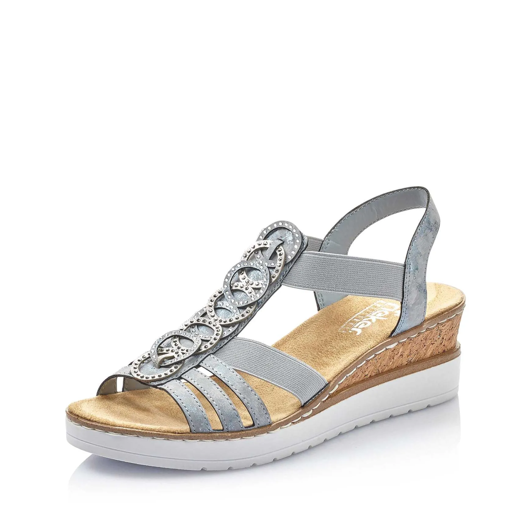 Rieker Women'S Wedge Sandals Denim Blue