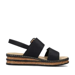 Rieker Women'S Wedge Sandals Jet Black