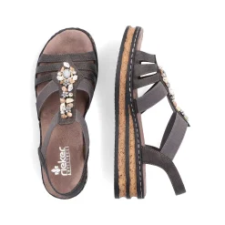Rieker Women'S Wedge Sandals Brown Gray