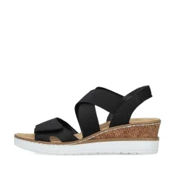 Rieker Women'S Wedge Sandals Jet Black