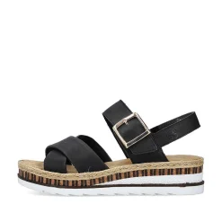 Rieker Women'S Wedge Sandals Graphite Black