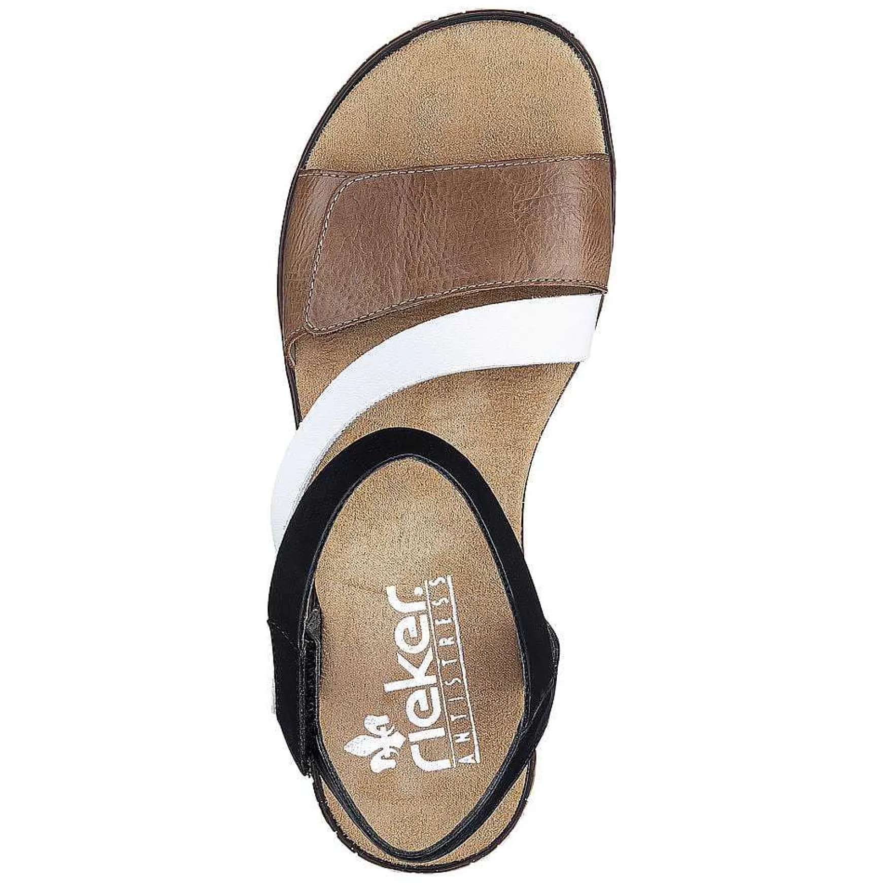 Rieker Women'S Wedge Sandals Nougat Brown-Black-White