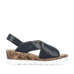 Rieker Women'S Wedge Sandals Navy Blue