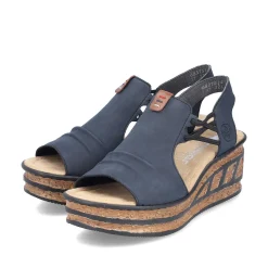 Rieker Women'S Wedge Sandals Steel Blue