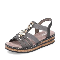 Rieker Women'S Wedge Sandals Brown Gray