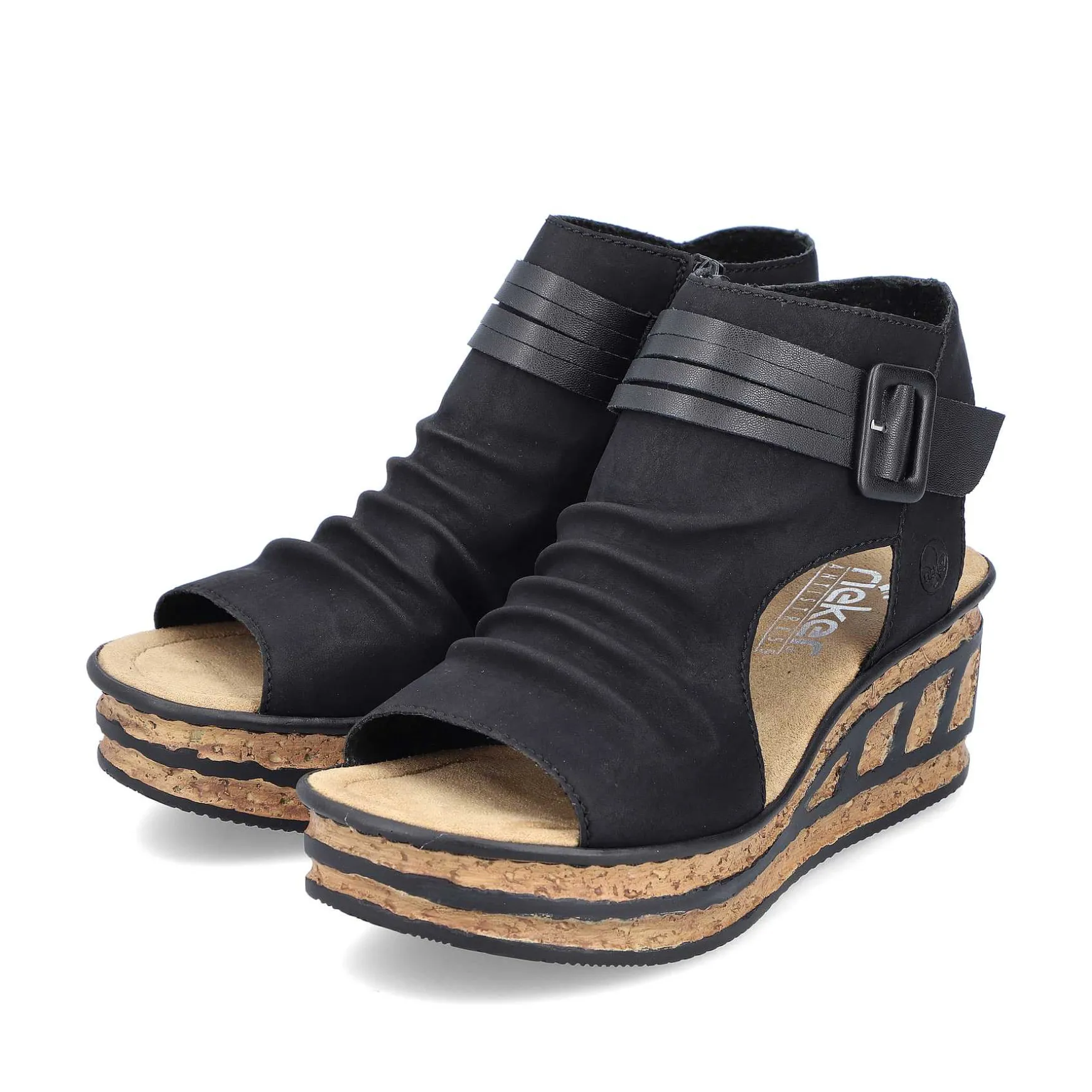 Rieker Women'S Wedge Sandals Night Black
