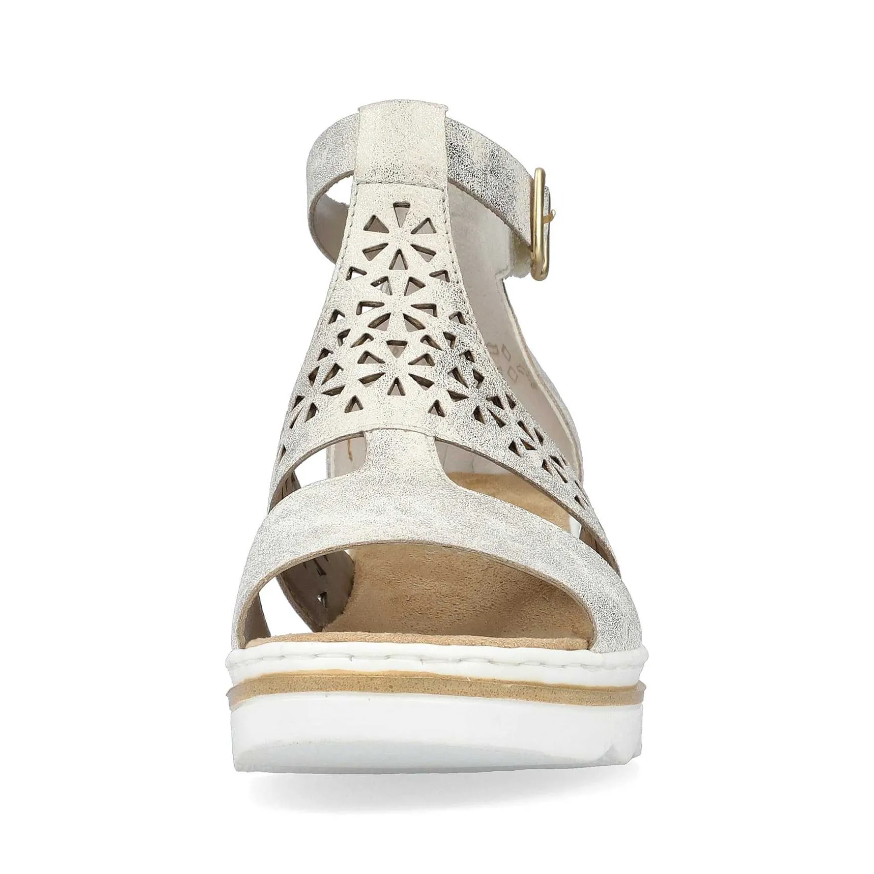 Rieker Women'S Wedge Sandals Silver-Platinum-Metallic