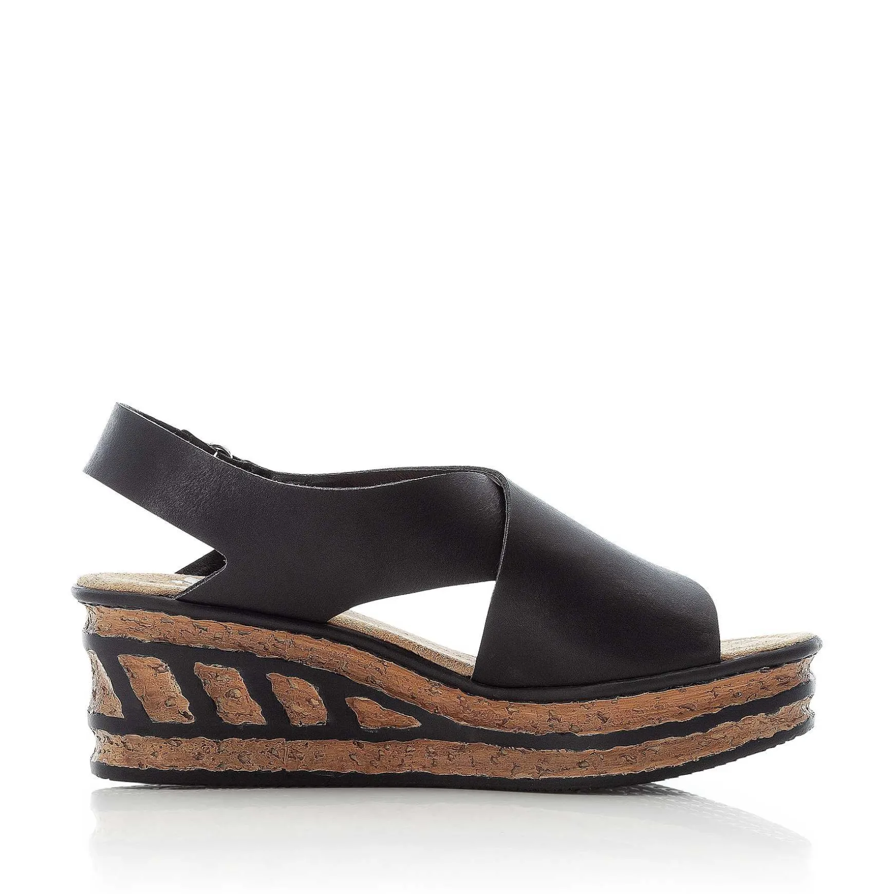 Rieker Women'S Wedge Sandals Jet Black