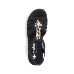 Rieker Women'S Wedge Sandals Midnight Black