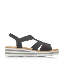 Rieker Women'S Wedge Sandals Jet Black
