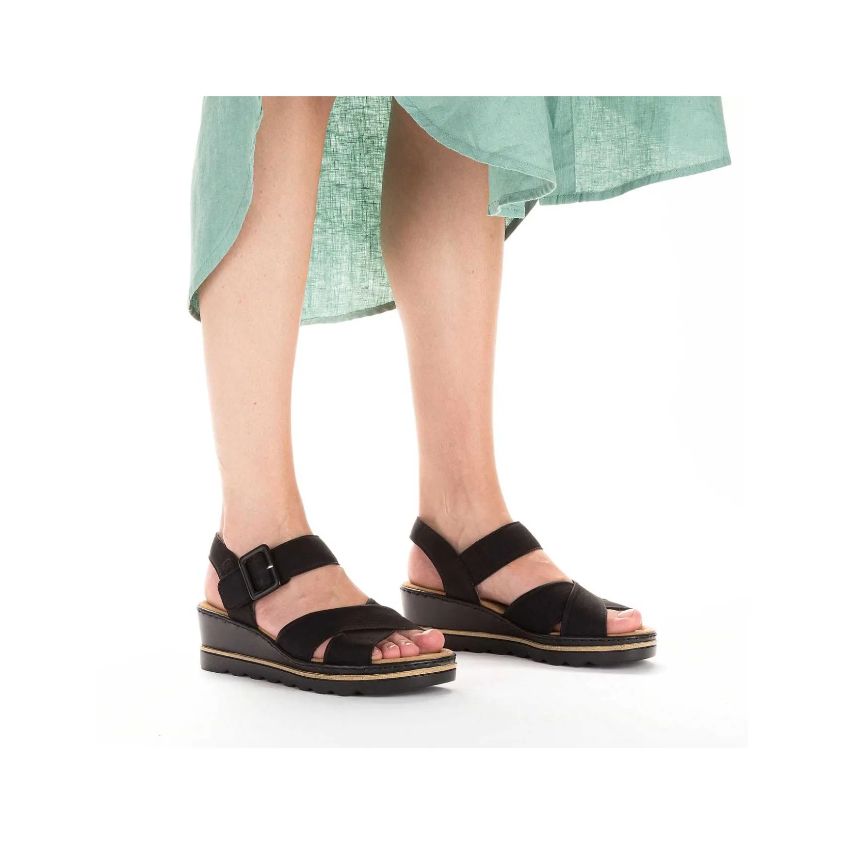 Rieker Women'S Wedge Sandals Jet Black