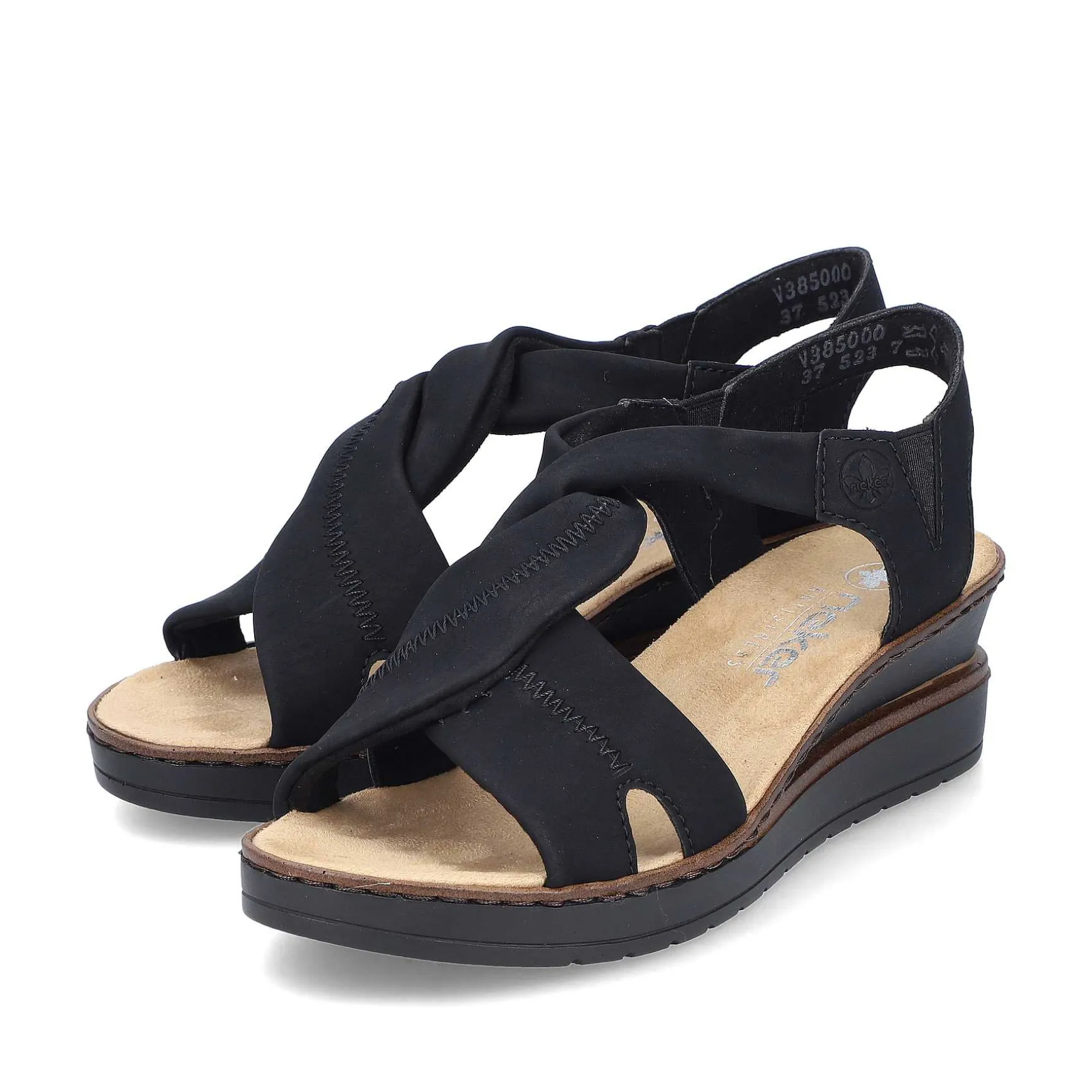 Rieker Women'S Wedge Sandals Jet Black