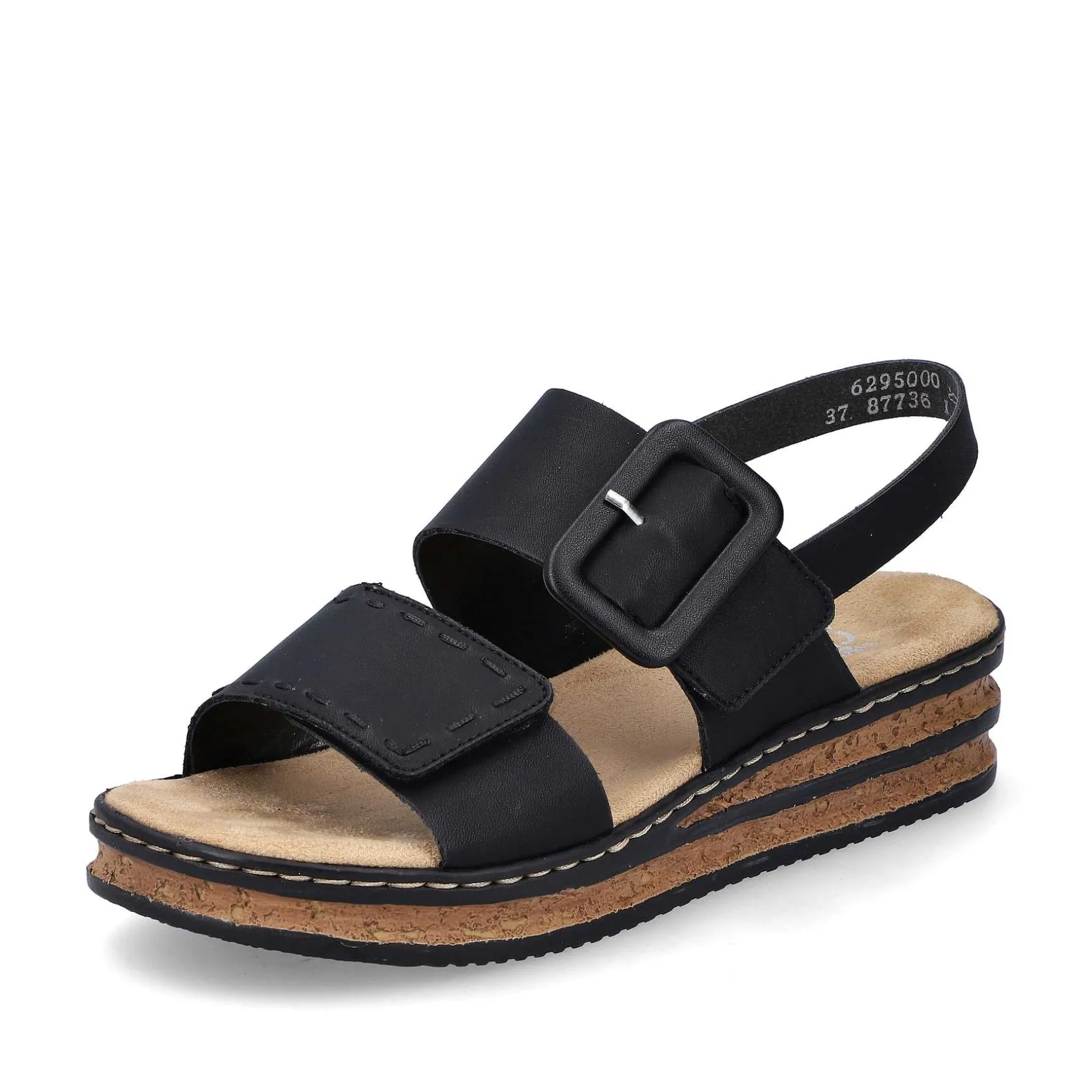 Rieker Women'S Wedge Sandals Jet Black