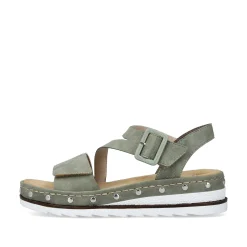 Rieker Women'S Wedge Sandals Green Gray