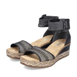 Rieker Women'S Wedge Sandals Night Black