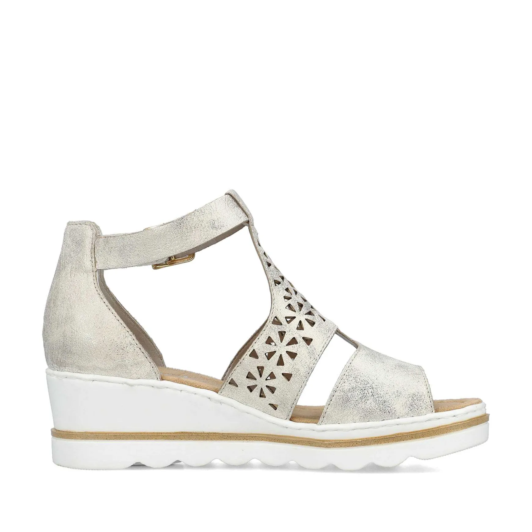 Rieker Women'S Wedge Sandals Silver-Platinum-Metallic