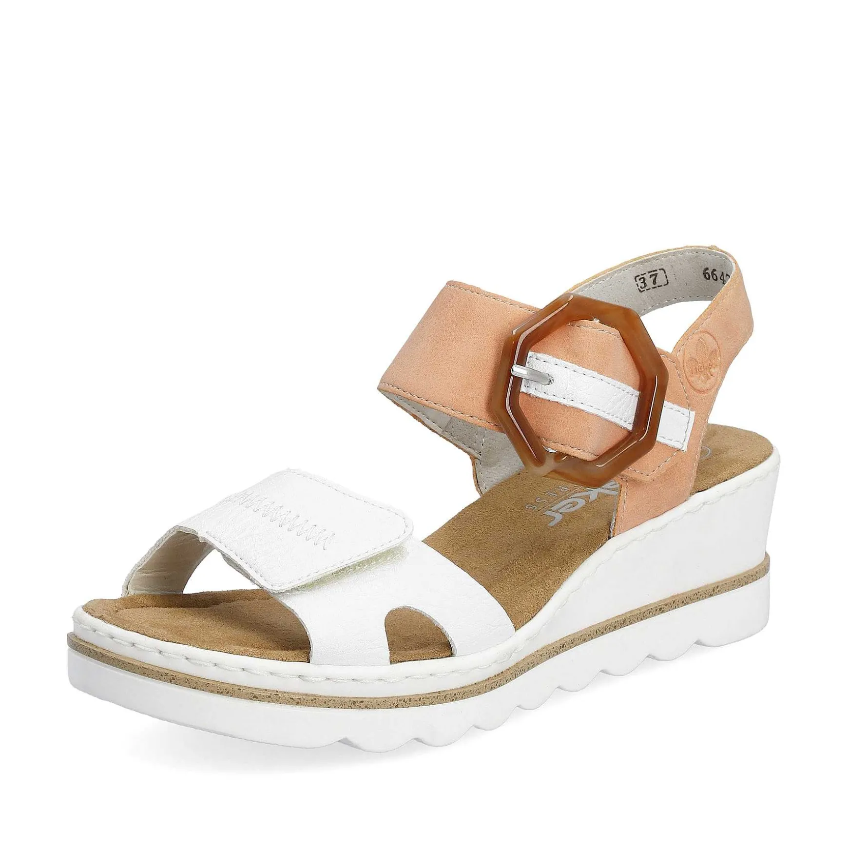 Rieker Women'S Wedge Sandals Snow White Peach
