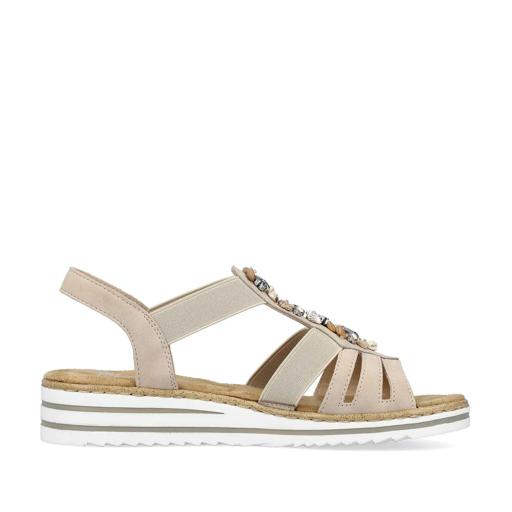 Rieker Women'S Wedge Sandals Cream Beige
