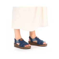 Rieker Women'S Wedge Sandals Sea Blue