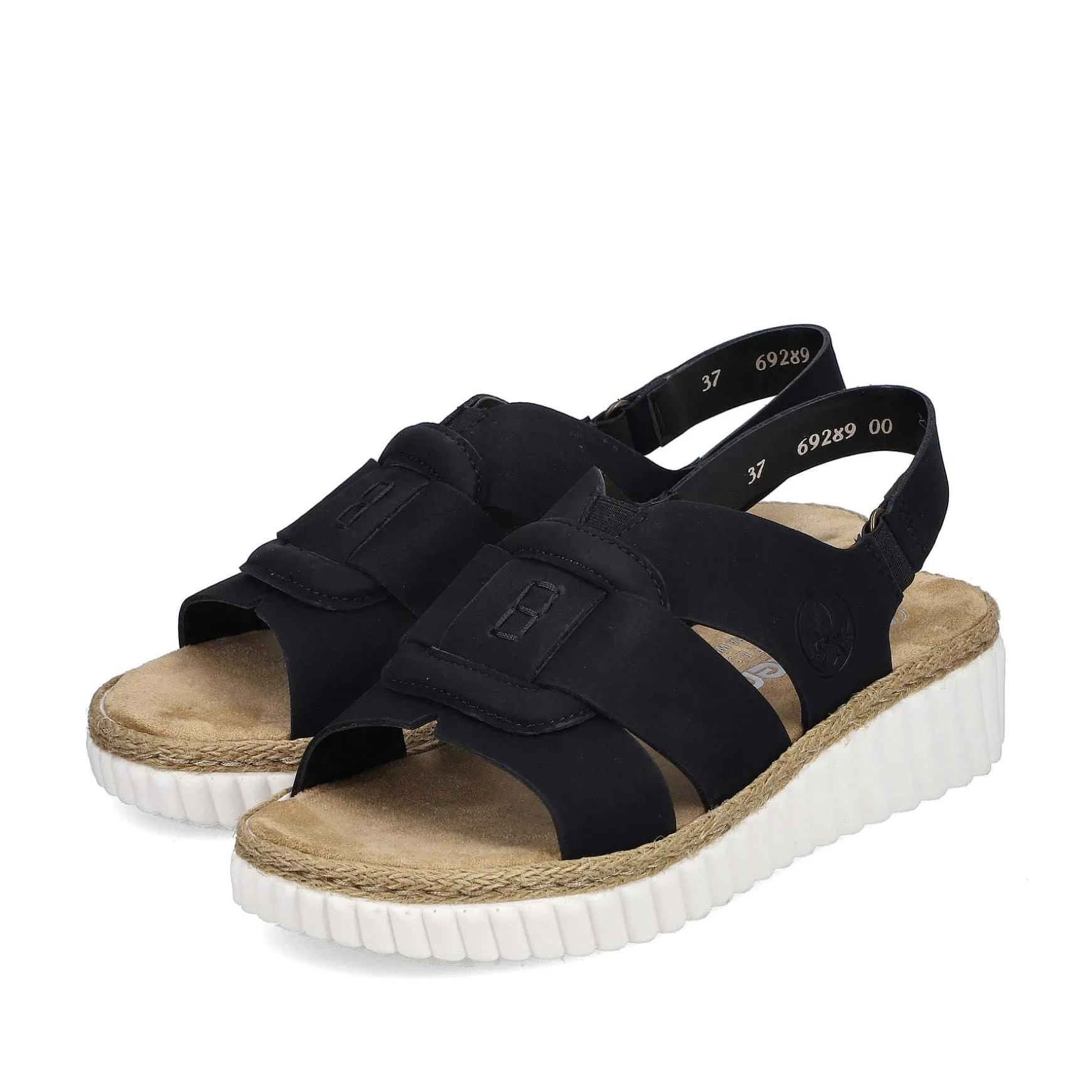 Rieker Women'S Wedge Sandals Jet Black